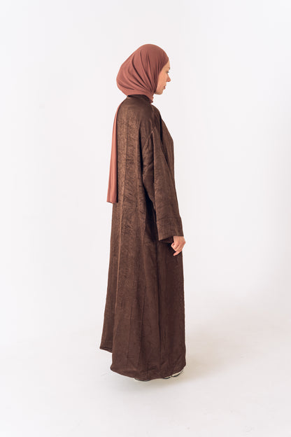 Abaya „QAMAR“ braun – 2-in-1 Look aus Premium-Viskose