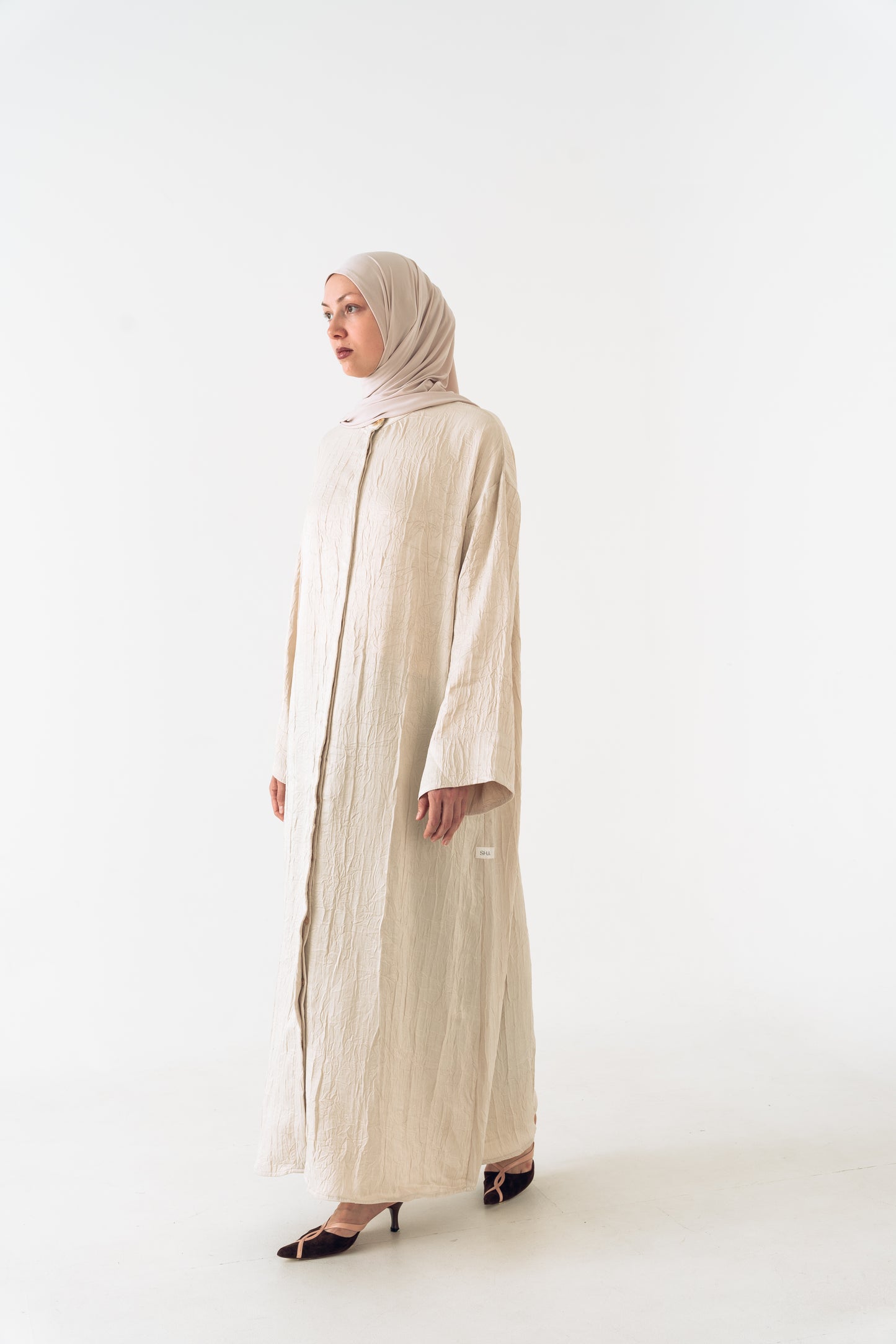 Abaya „QAMAR“ Elfenbein – 2-in-1 Look aus Premium-Viskose