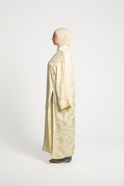 Crème Lumière Tunika mit Jacquard Muster